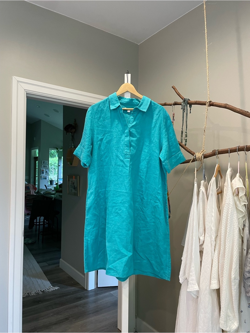 NWOT Chico's Linen Teal popover dress XL/16